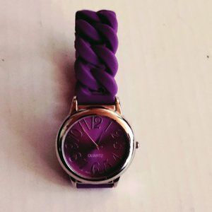 Quartz BWC Stainless Steel Back SR626SW Japan MOVT with Purple Rubber Band